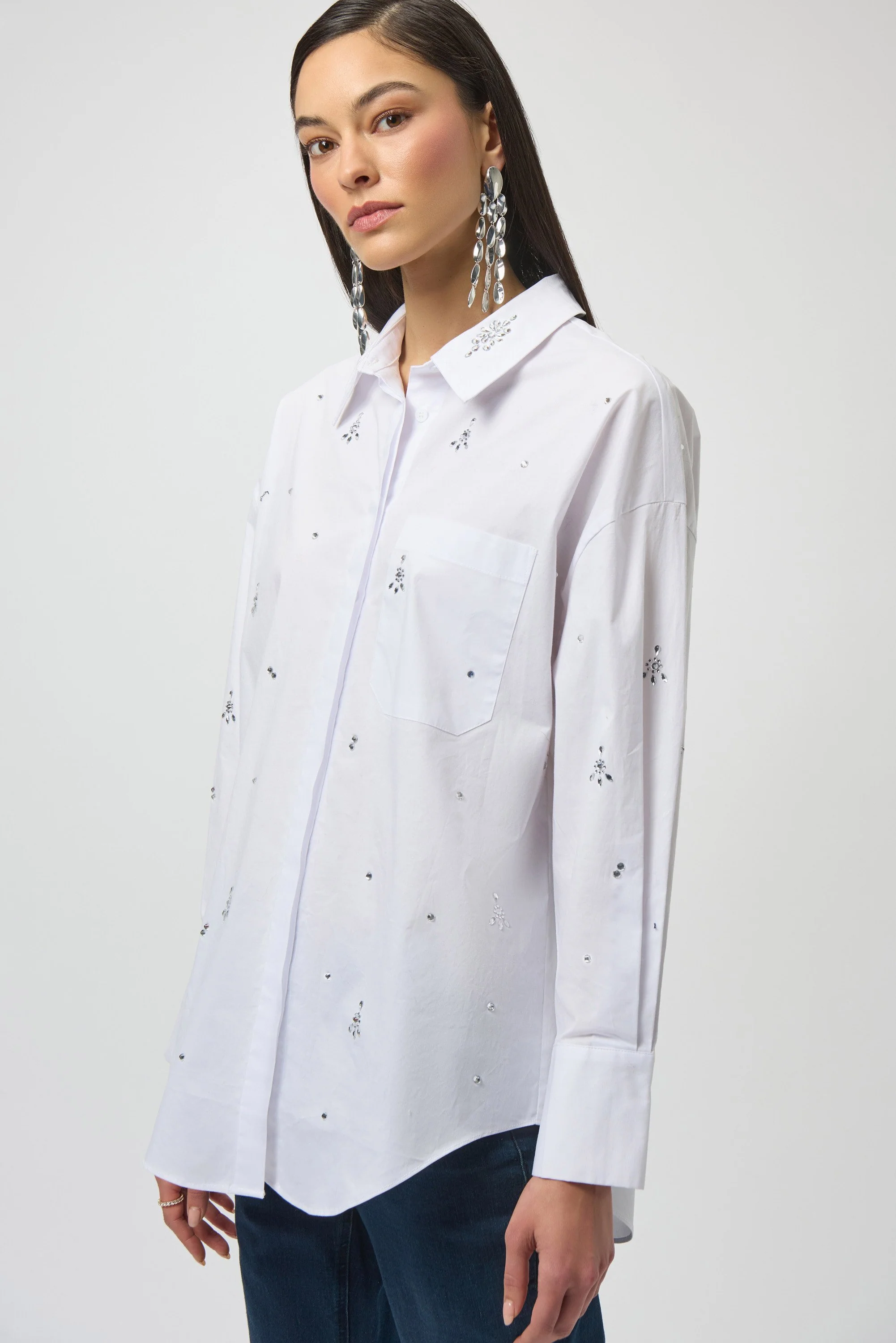 Joseph Ribkoff Stretch Poplin Boxy Blouse with Rhinestones
254924 - Image 2