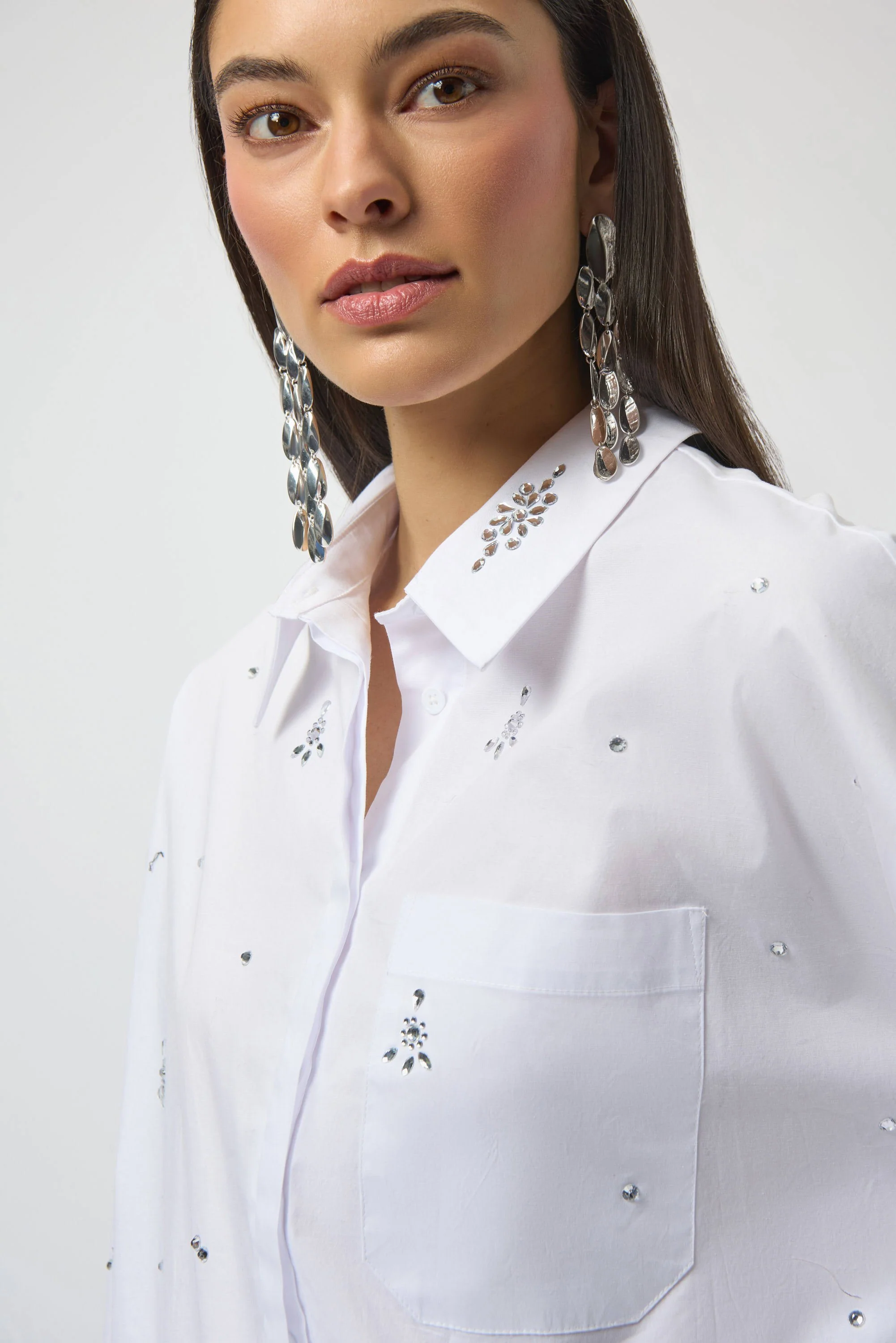 Joseph Ribkoff Stretch Poplin Boxy Blouse with Rhinestones
254924 - Image 4