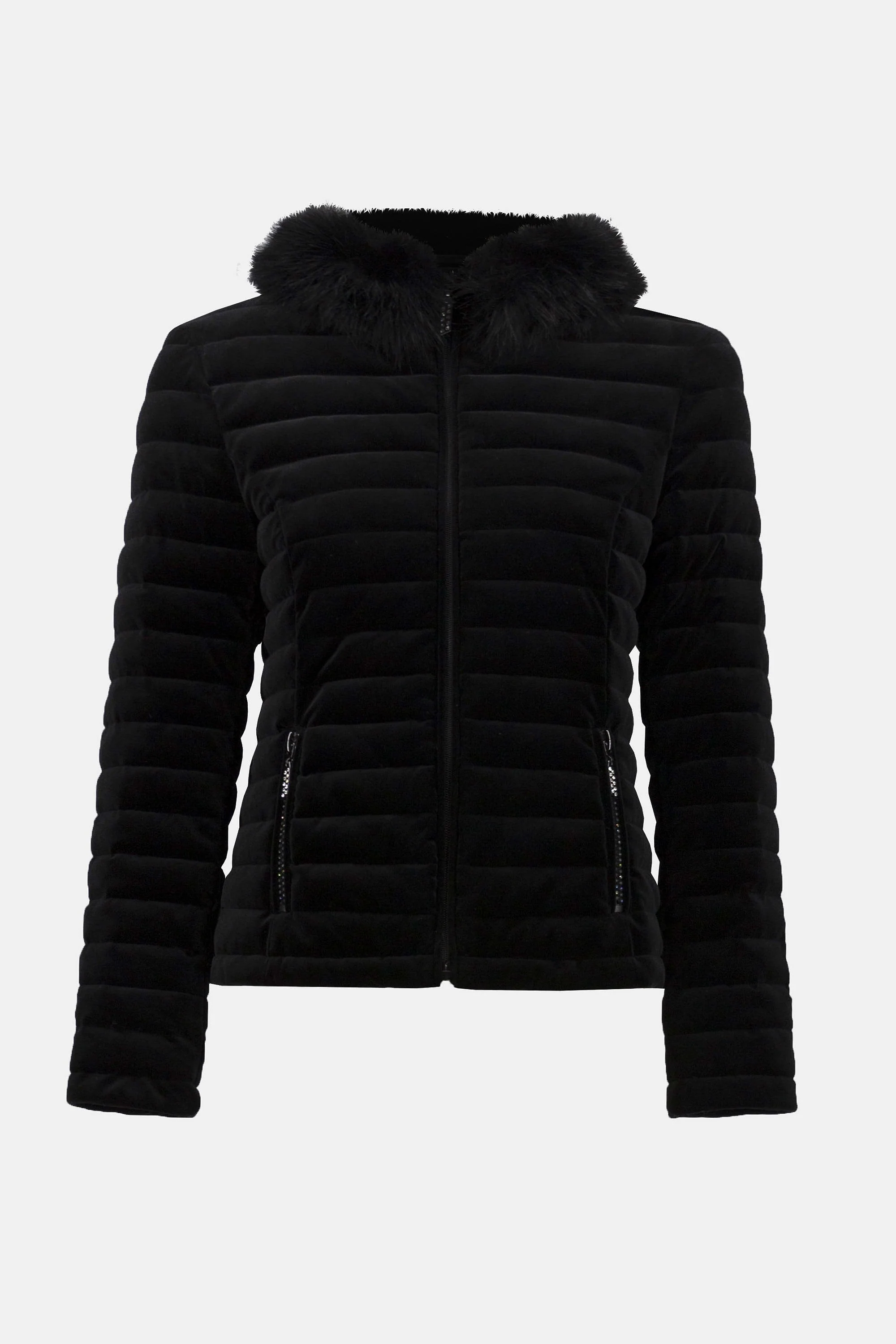 Stretch Velvet Puffer Jacket with Faux Fur Collar
253928 - Image 5