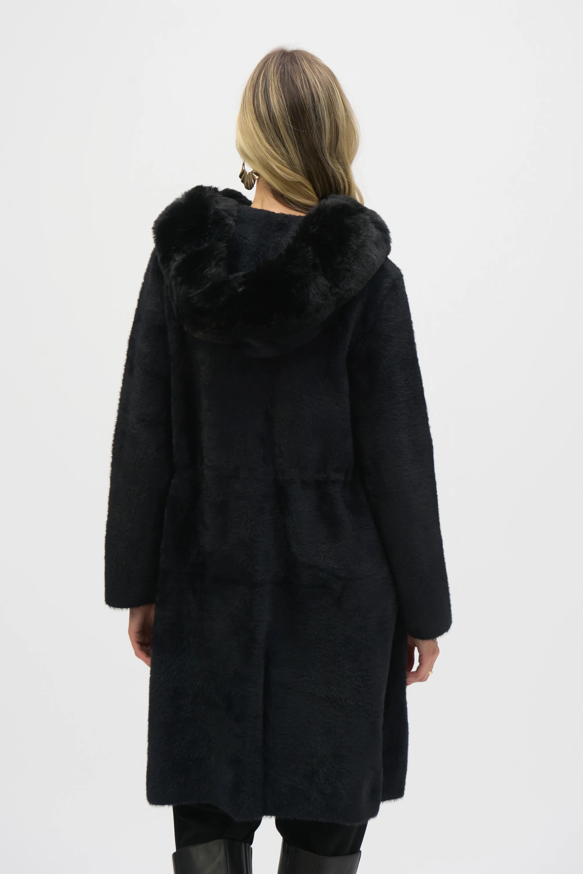 Sweater Knit and Faux Fur Hooded Coat 244929 - Image 3