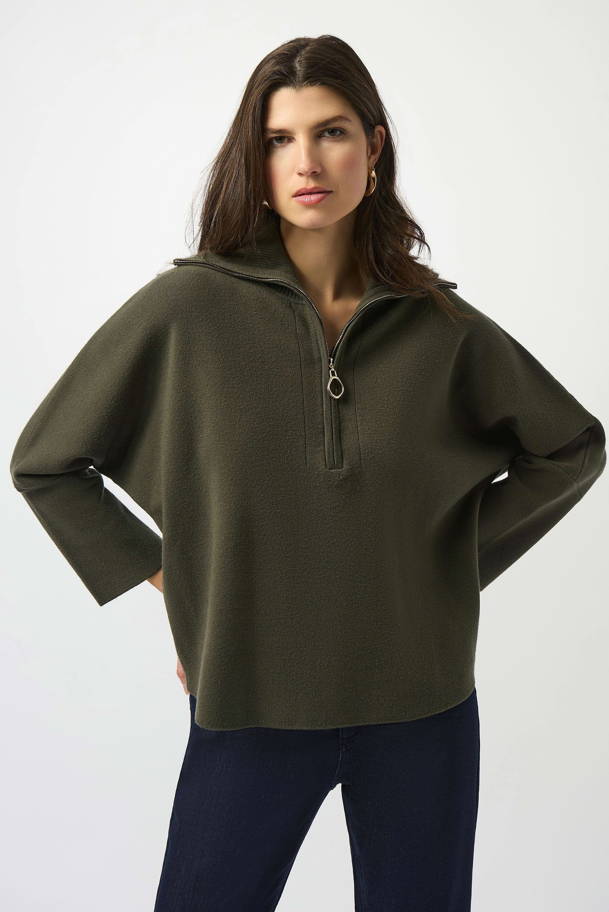 Sweater Knit Boxy Pullover With Zipped Collar
253963 - Image 2