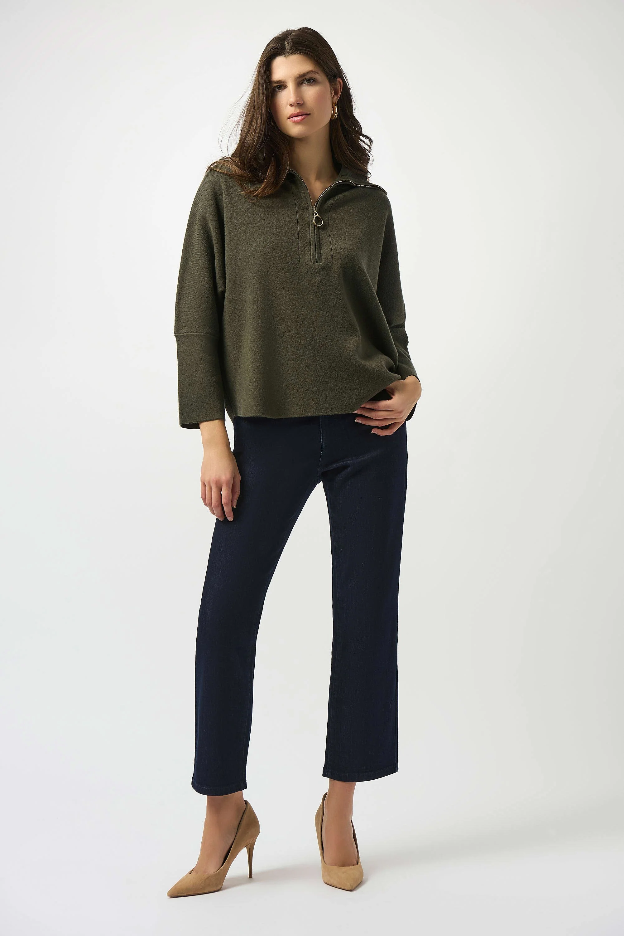 Sweater Knit Boxy Pullover With Zipped Collar
253963 - Image 6