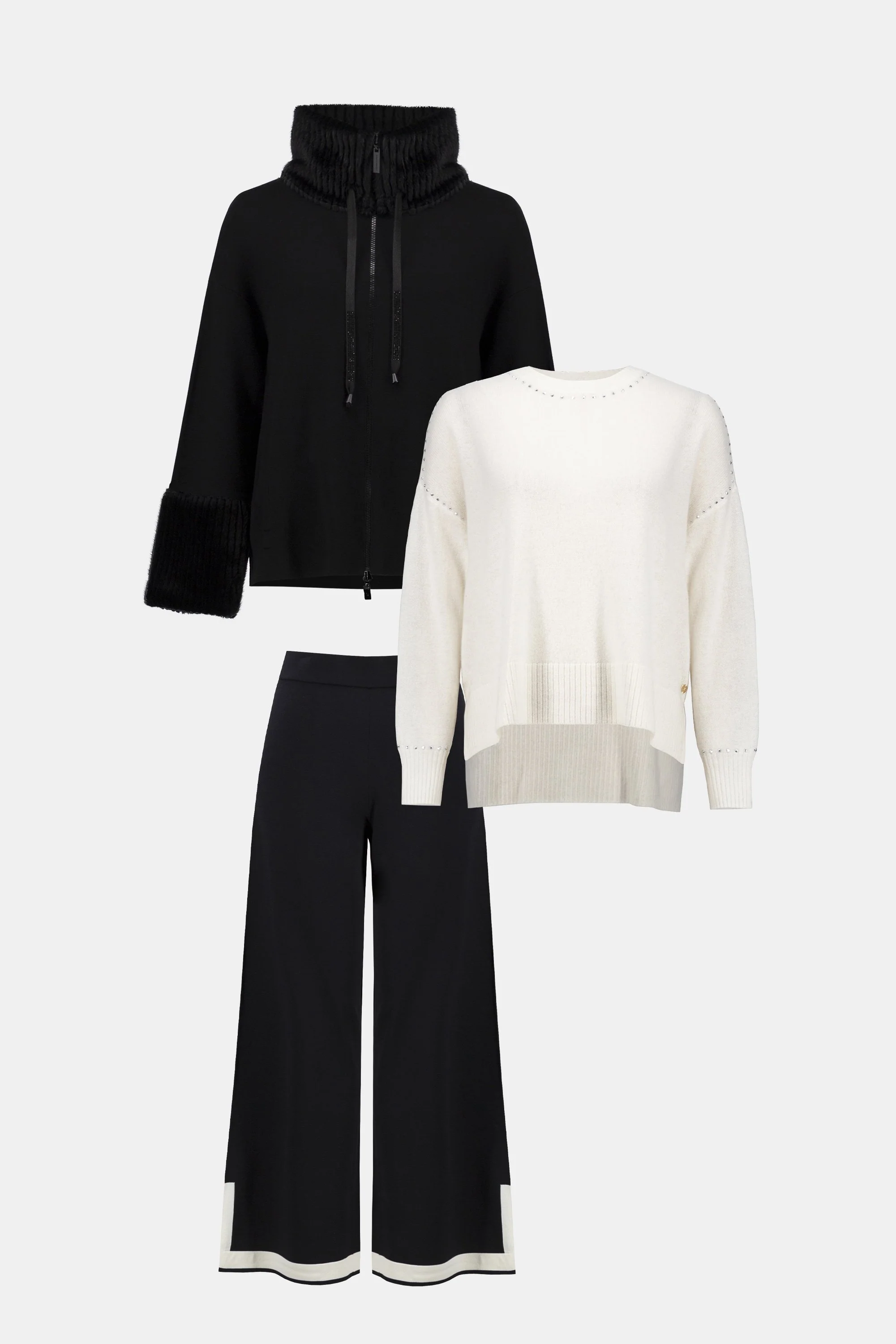 Sweater Knit Colour Block Culotte Pants - Image 6