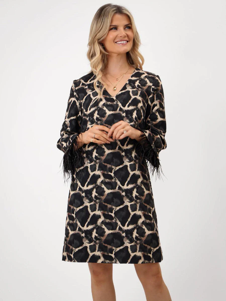 TAYLOR MINI SHIFT DRESS IN BLACK PRINT - Image 2