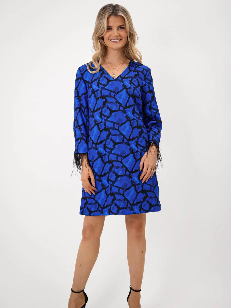 TAYLOR MINI SHIFT DRESS IN BLUE PRINT - Image 3