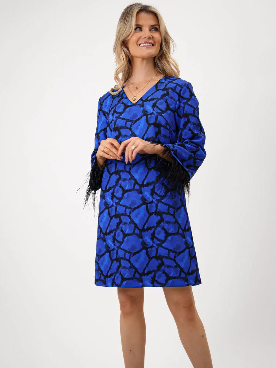 TAYLOR MINI SHIFT DRESS IN BLUE PRINT - Image 5