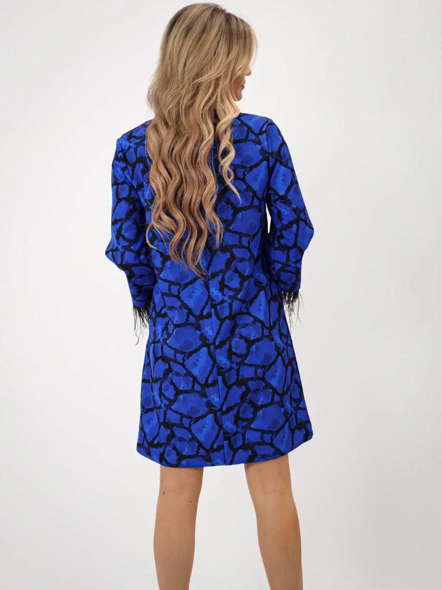 TAYLOR MINI SHIFT DRESS IN BLUE PRINT - Image 7