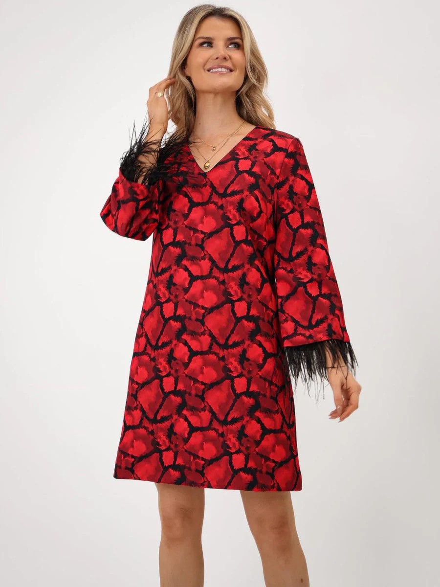 TAYLOR MINI SHIFT DRESS IN RED PRINT - Image 5