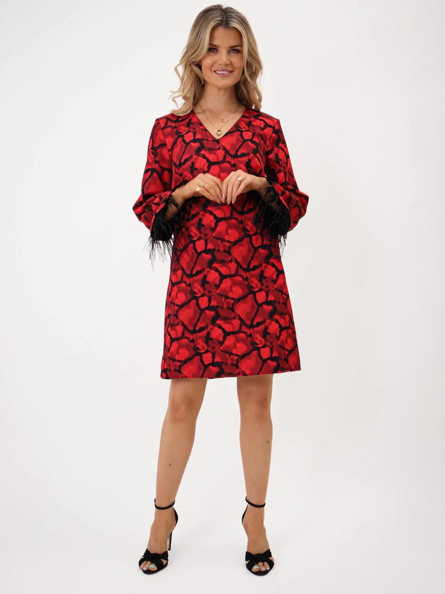 TAYLOR MINI SHIFT DRESS IN RED PRINT - Image 7