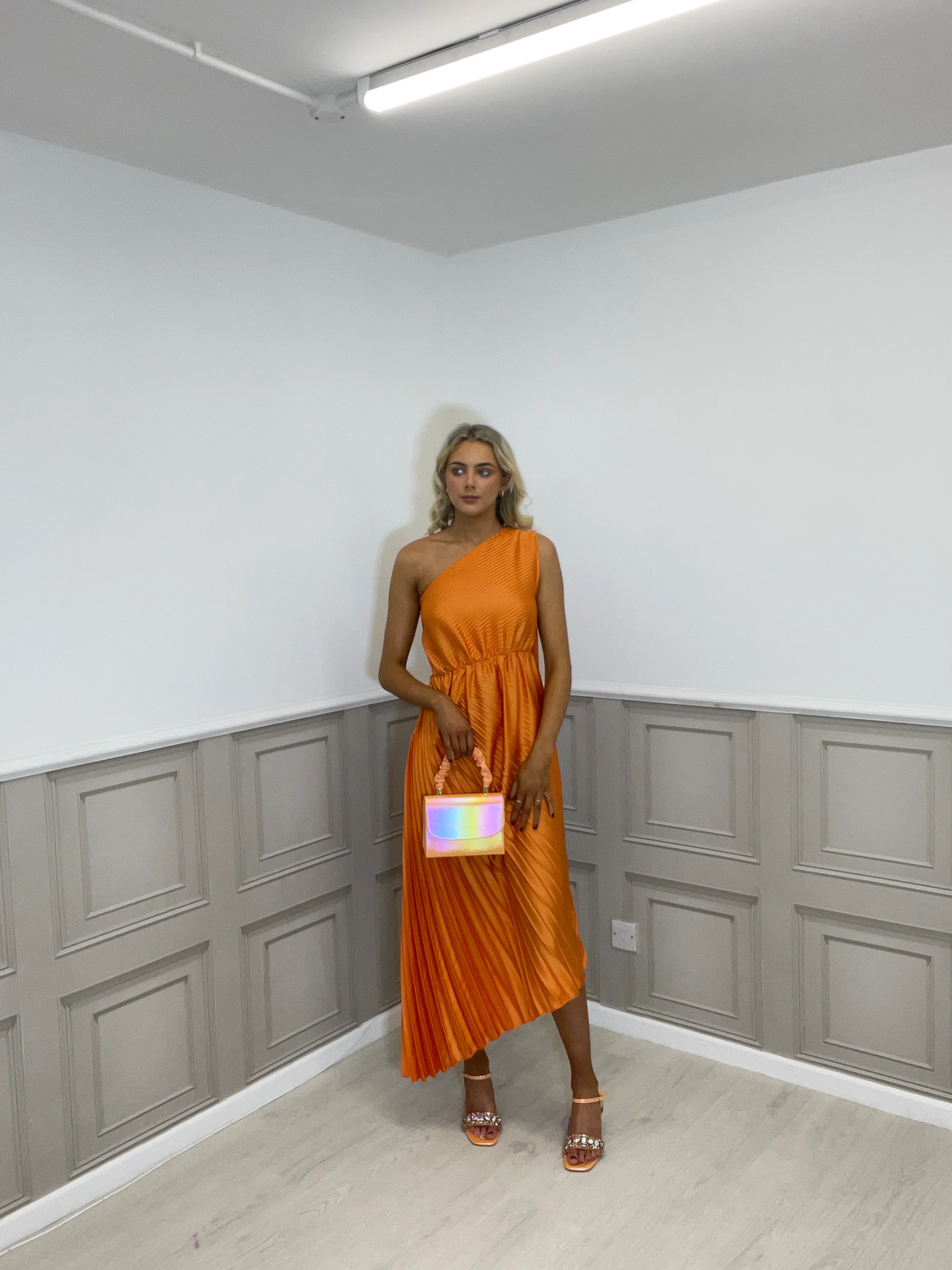 Tessa orange one shoulder dress - Image 4