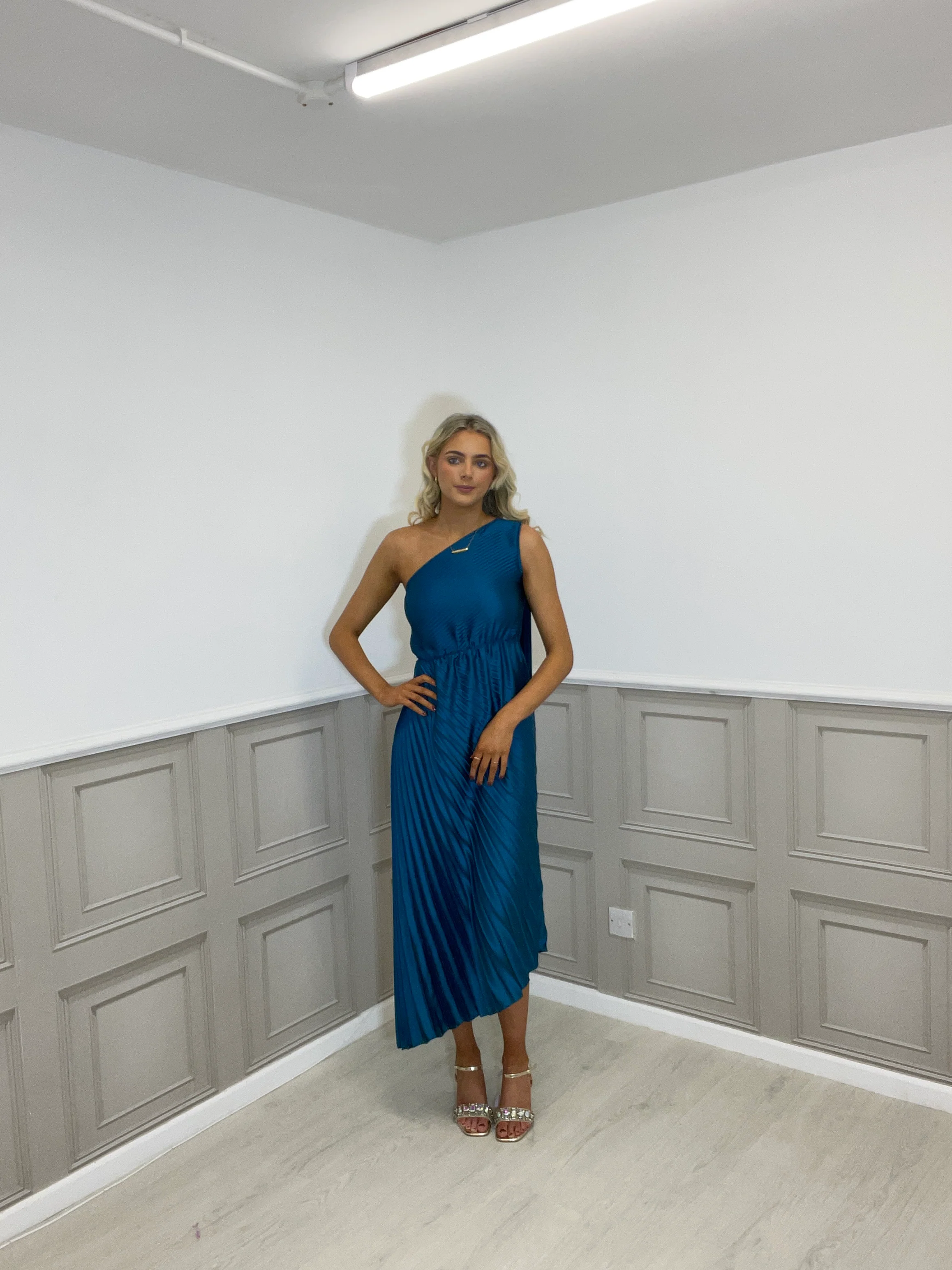 Tessa teal one shoulder dress - Image 2