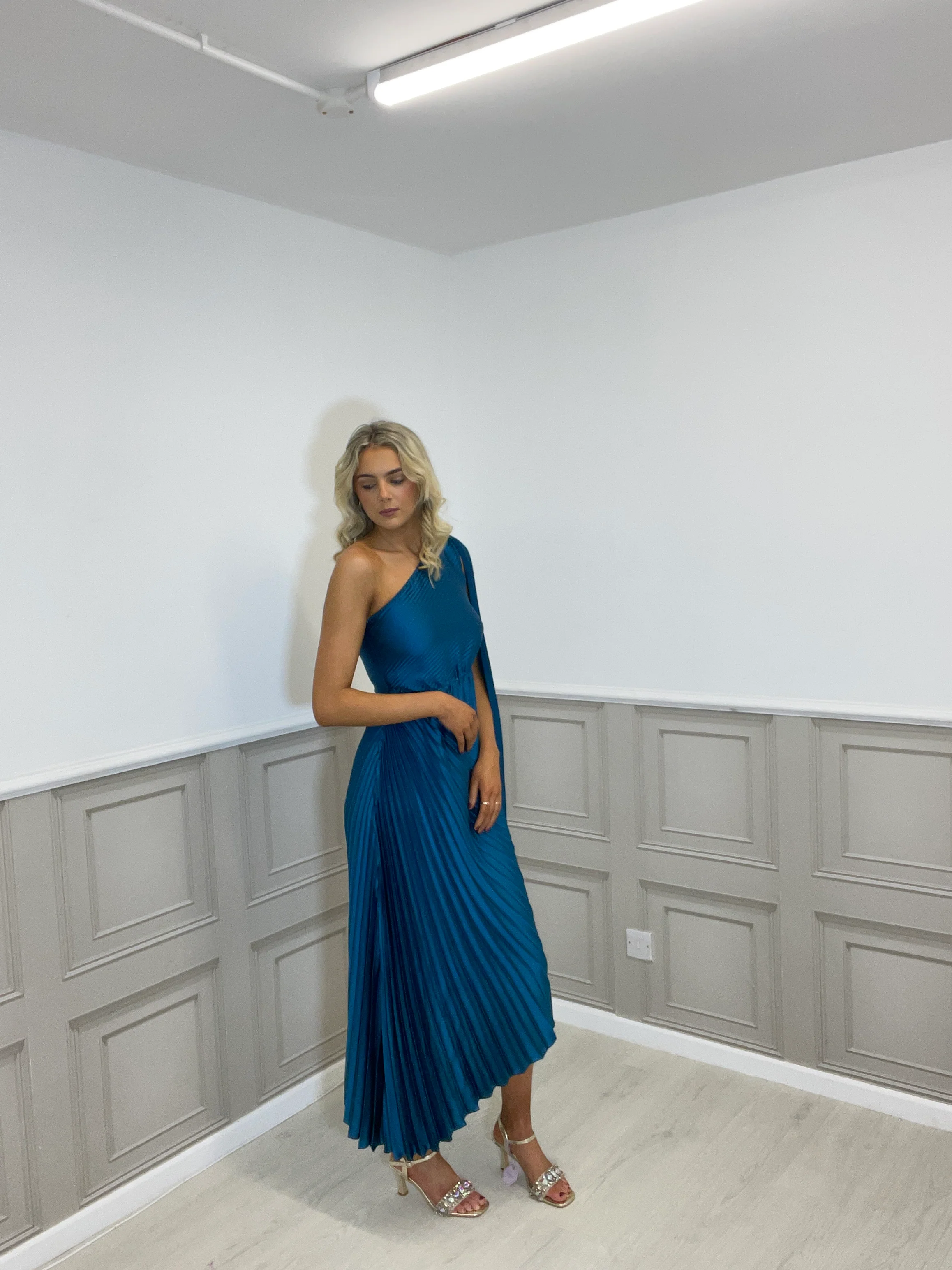 Tessa teal one shoulder dress - Image 5