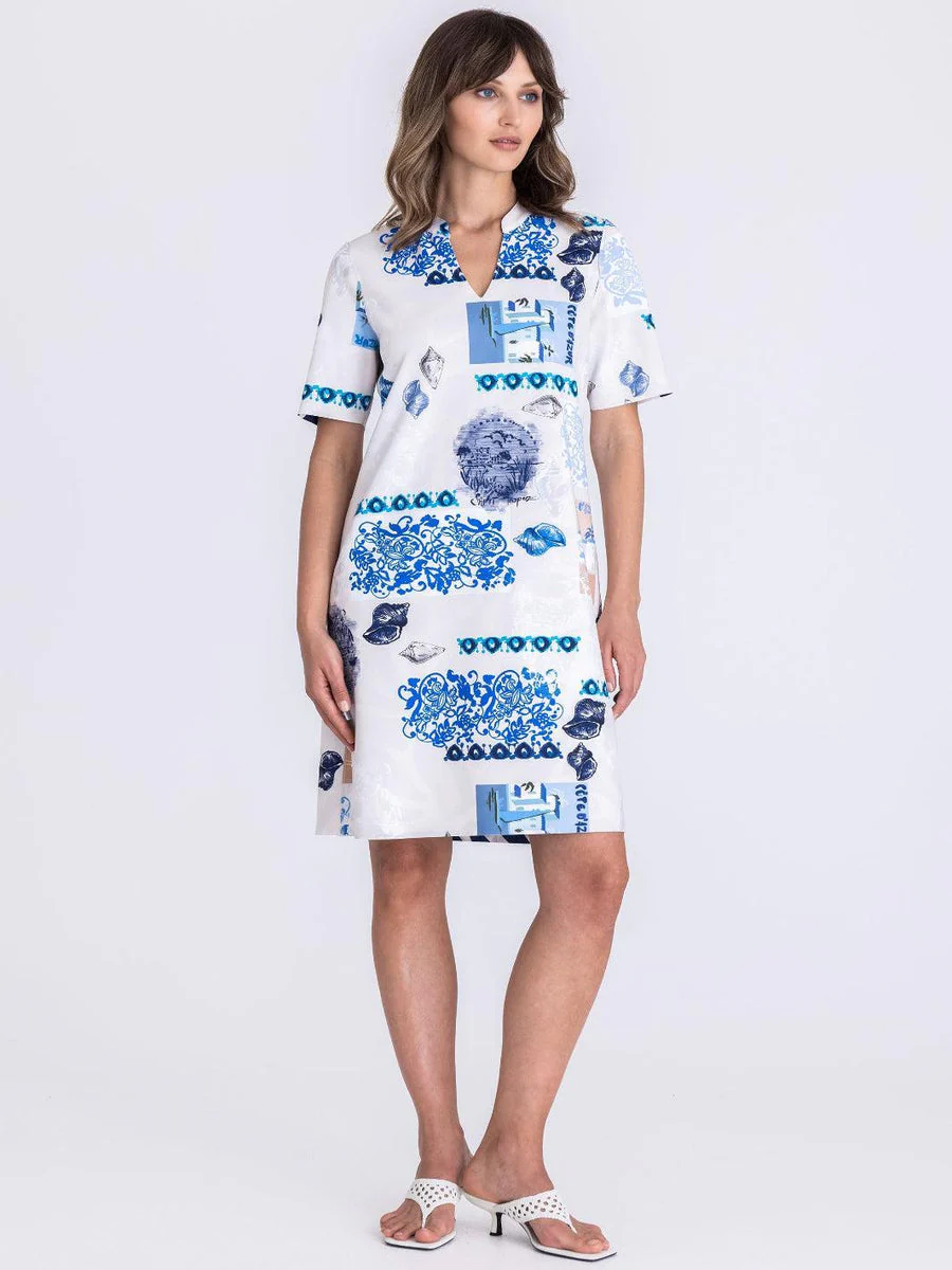 Tuzzi reverisible dress blue print