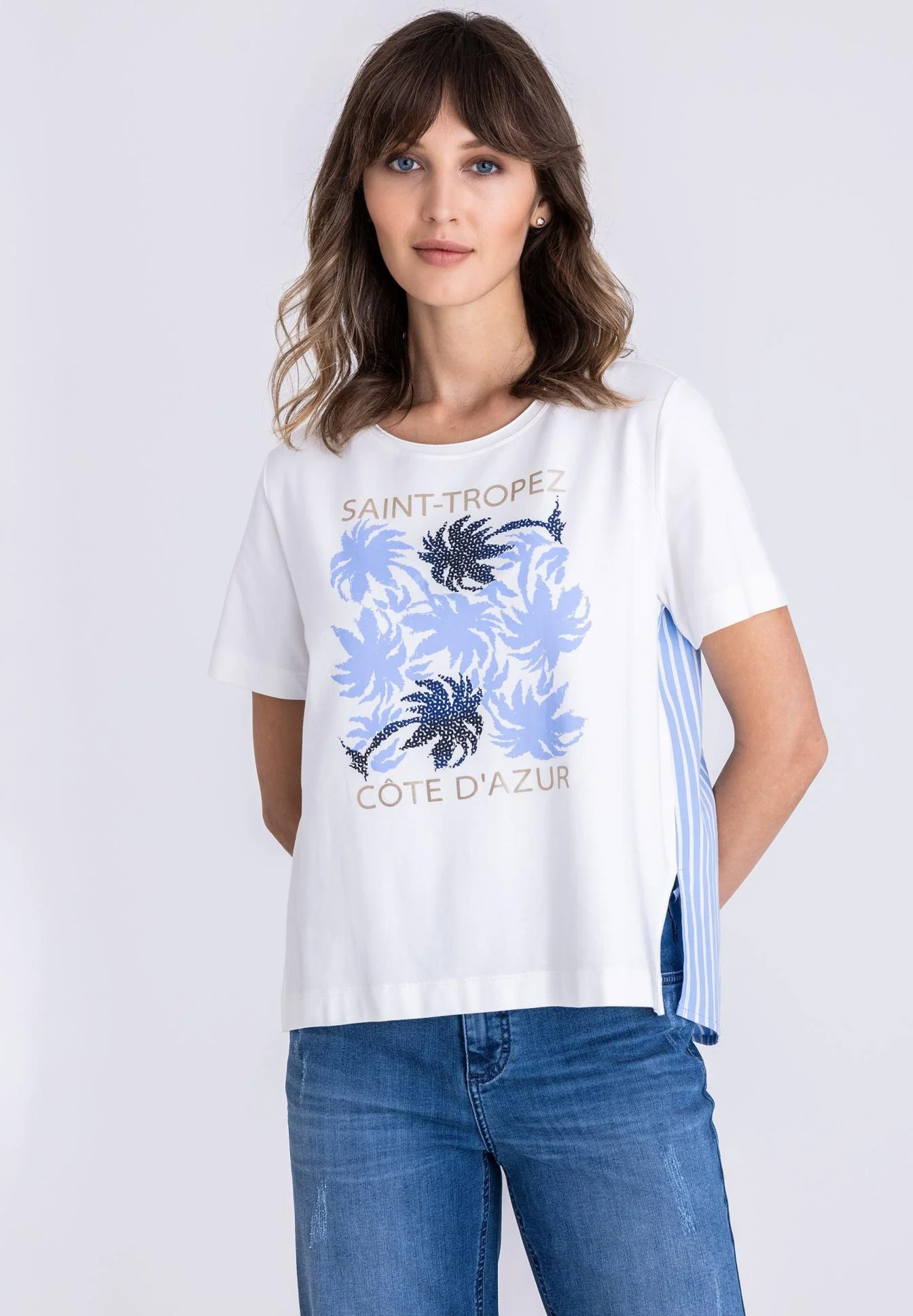 TUZZI beach please- Saint Tropez white/blue striped t-shirt - Image 3