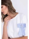 TUZZI beach please- striped bow white t-shirt - Image 2