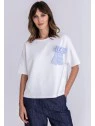 TUZZI beach please- striped bow white t-shirt - Image 4