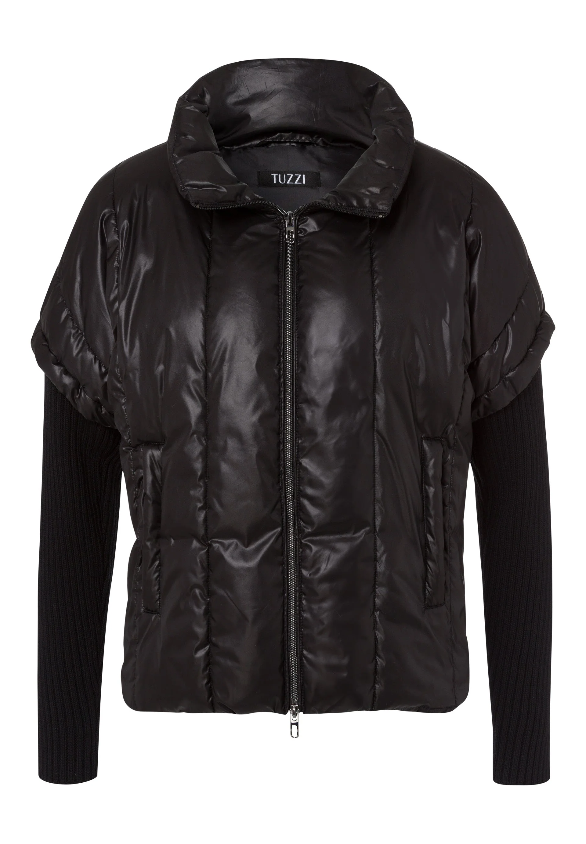 Tuzzi Black Padded Jacket with Knit Sleeves - Image 2