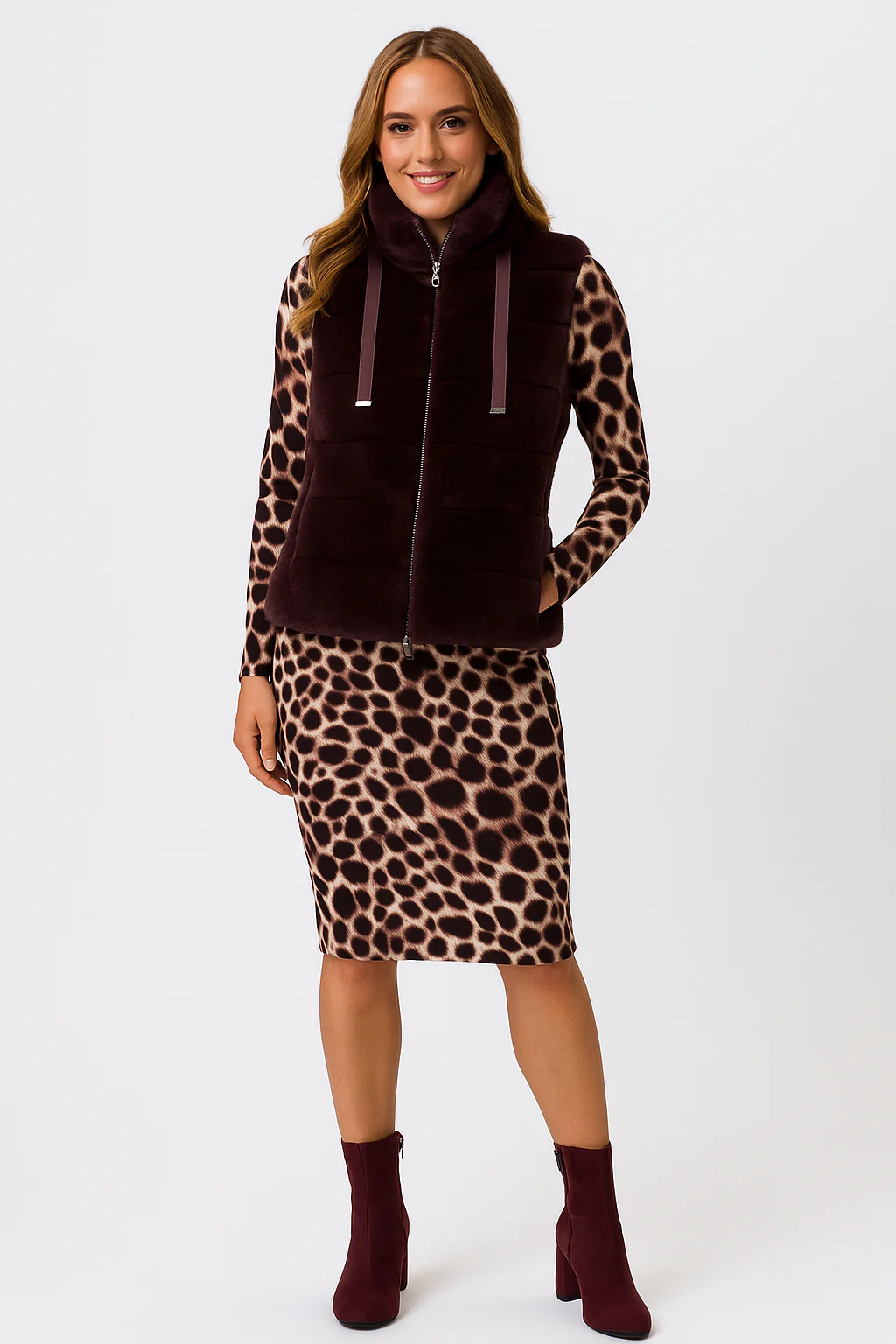 Tuzzi blackberry faux fur gilet