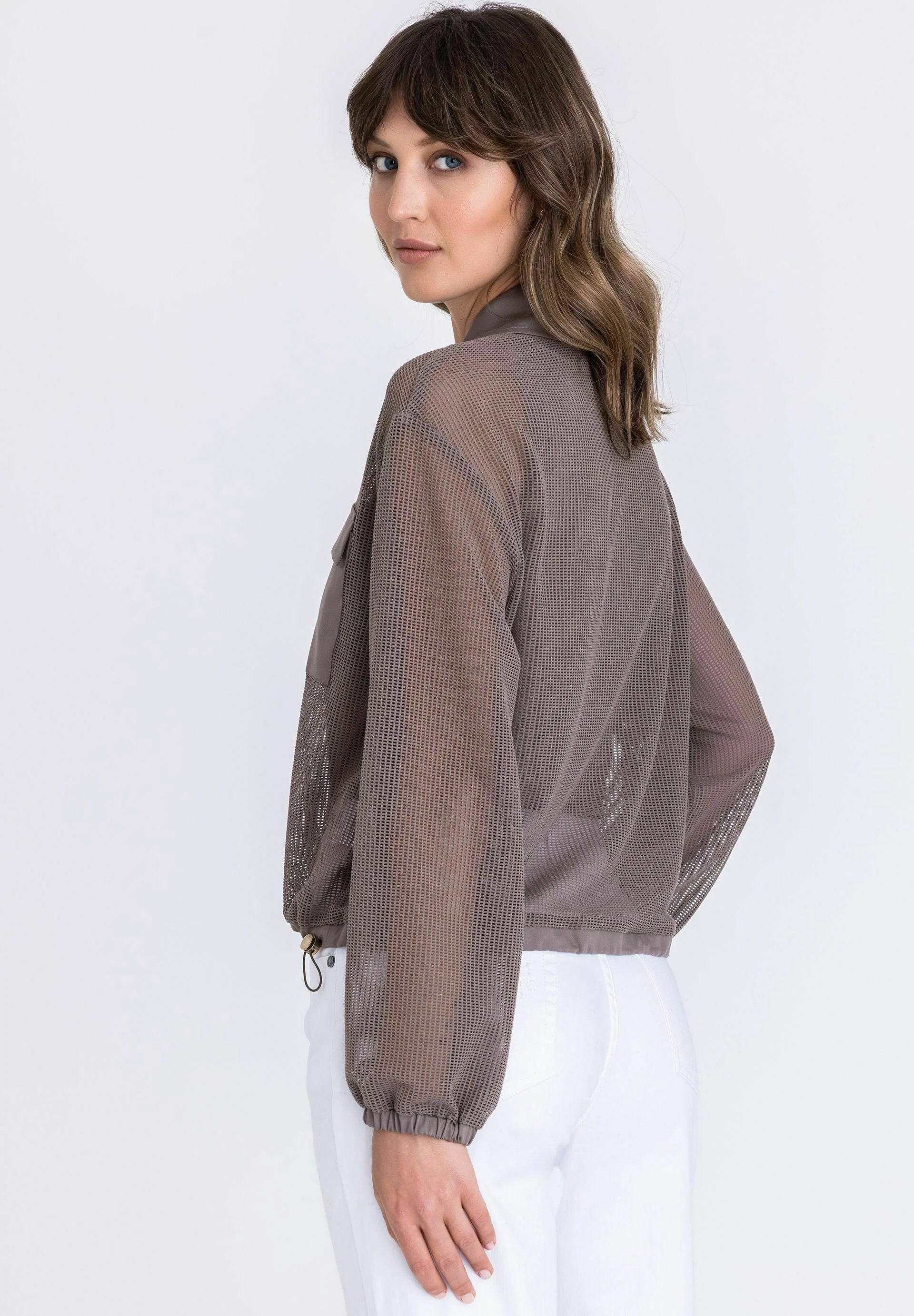 Tuzzi Mesh Zip Jacket – Taupe - Image 4