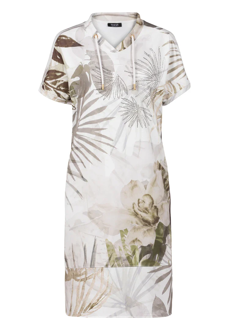 Tuzzi Tropical Print Dress – Neutral Tones - Image 5