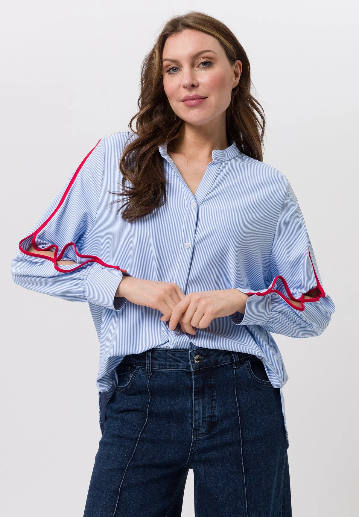 Tuzzi White and Light Blue Striped Shirt