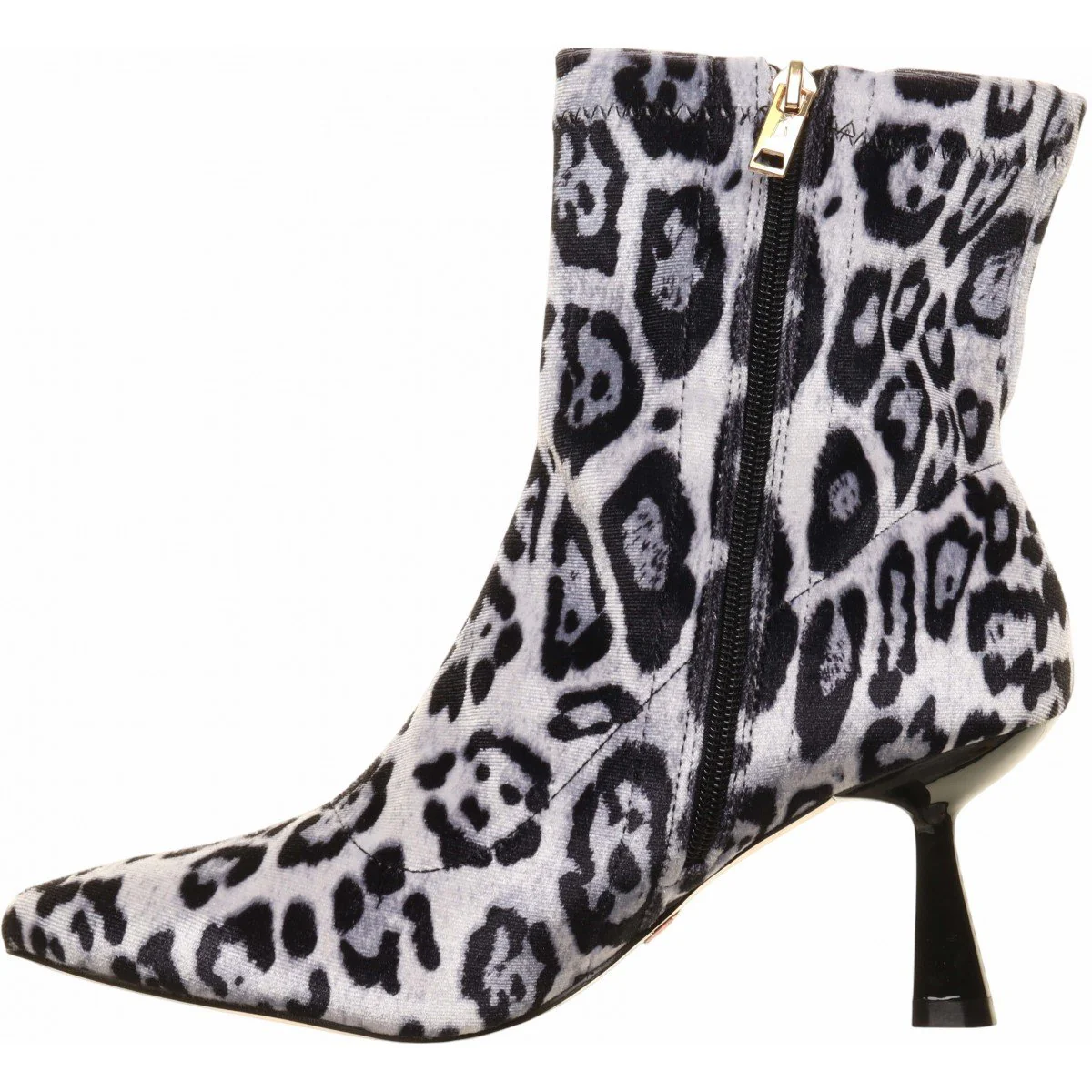 Una Healy Black White Leopard High Heel Stretch Ankle Boots - Image 2