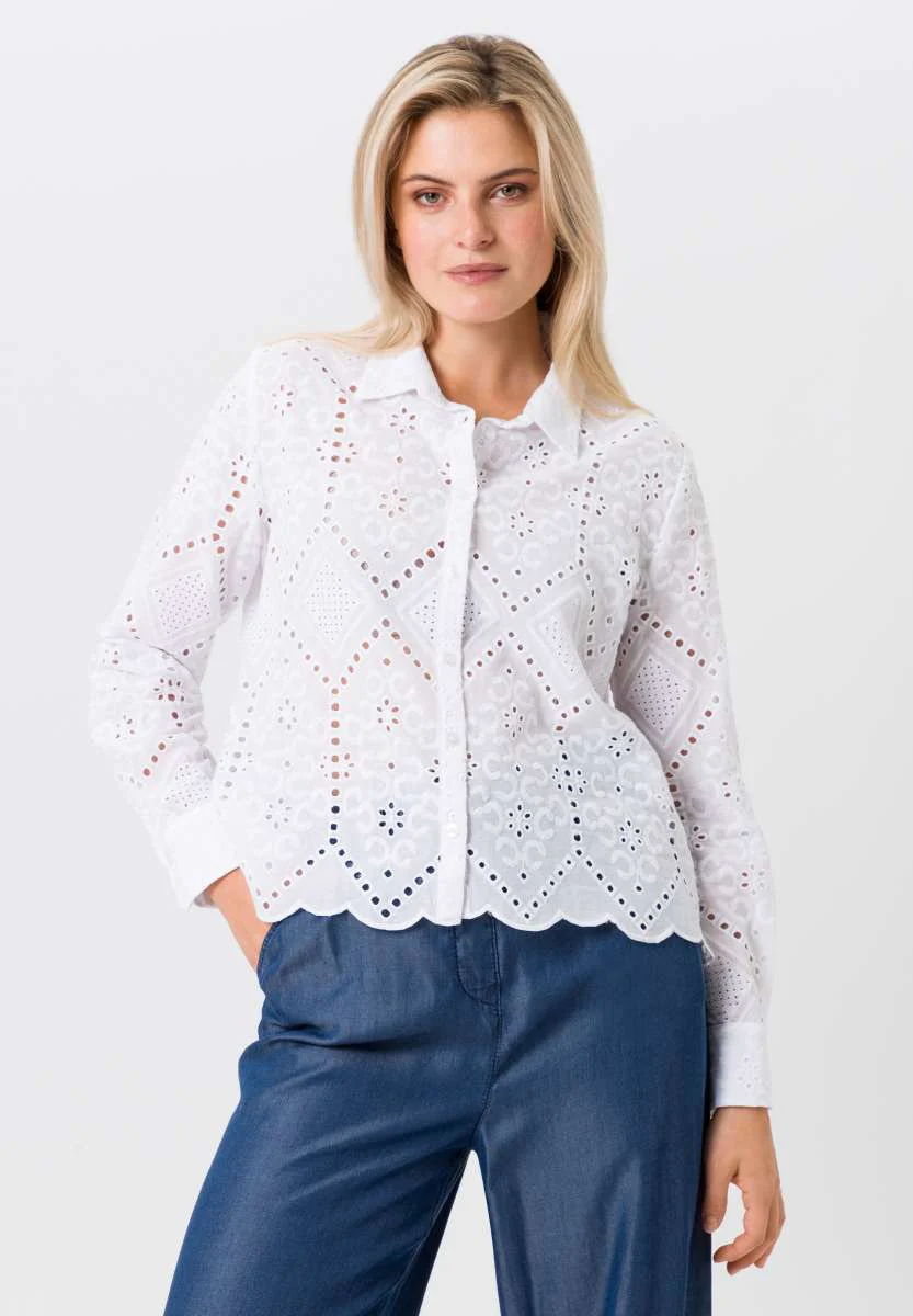 Tuzzi lazer cut white blouse
