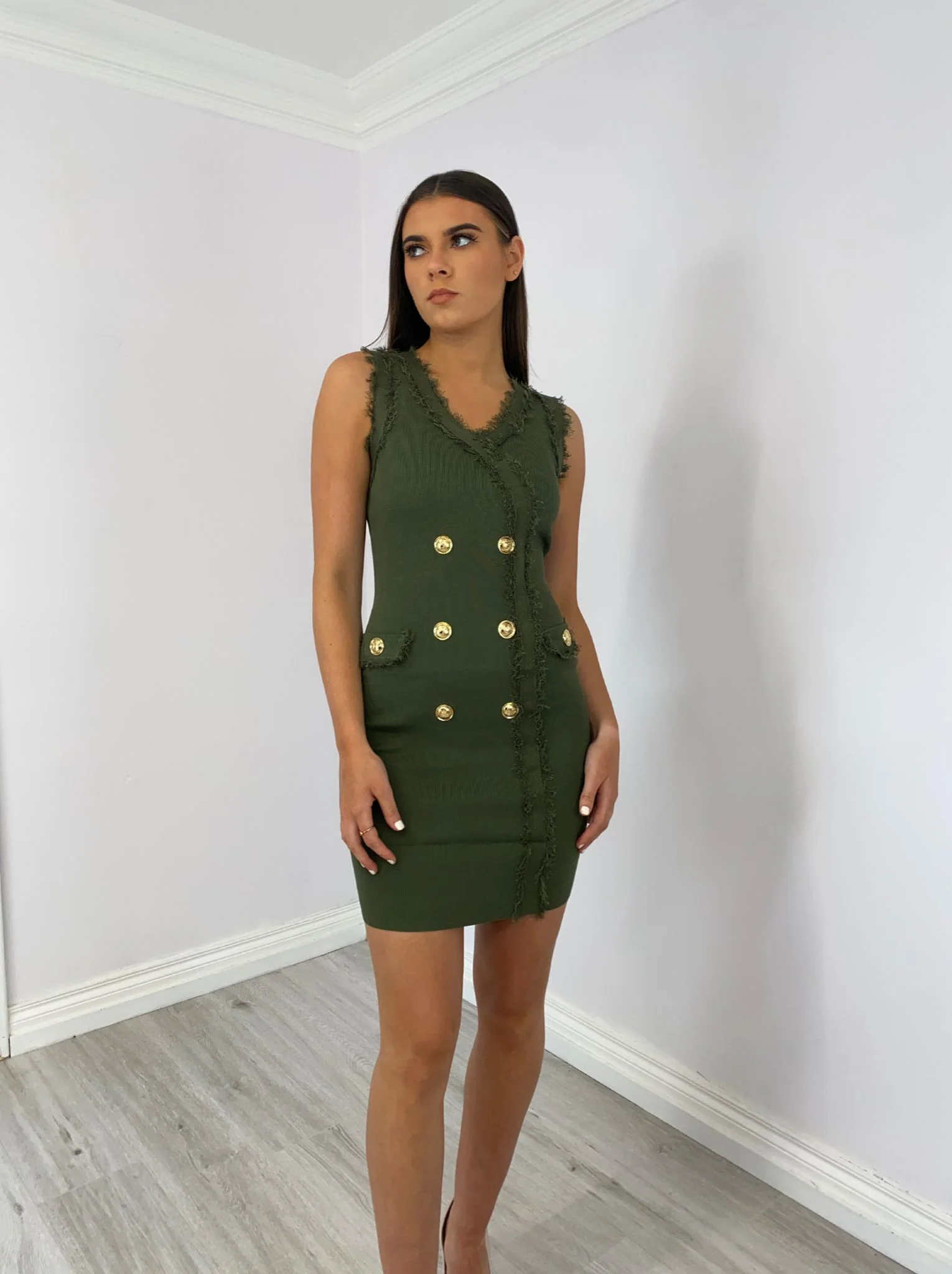 Sylvie khaki dress - Image 3