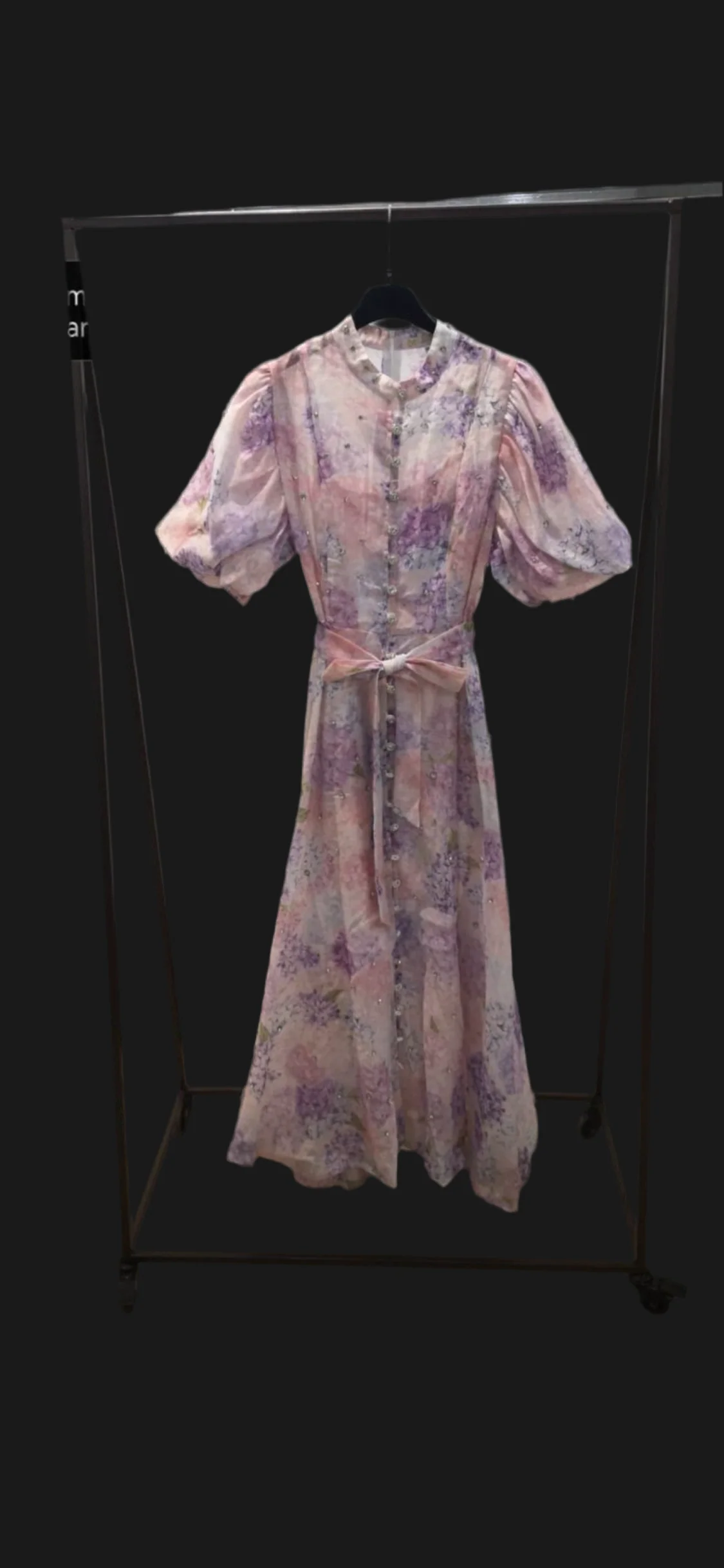 ✨ Lilac Floral Puff Sleeve Midi Dress - Image 2