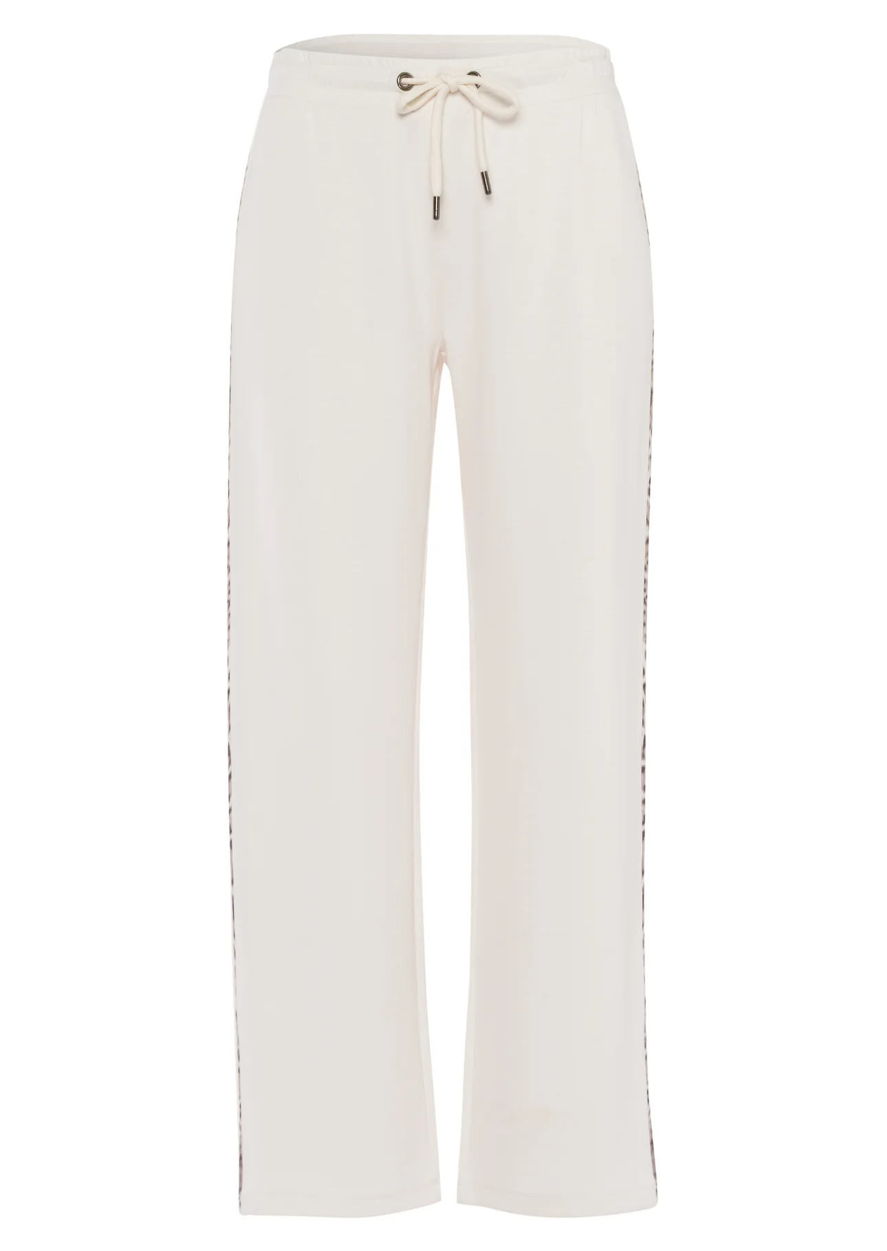 White/ivory Jogger-Style Trousers with Animal Print Trim - Image 2