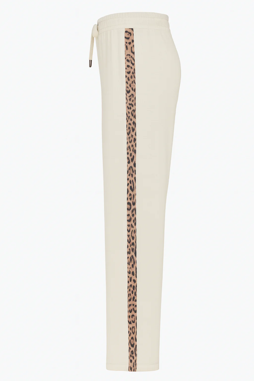 White/ivory Jogger-Style Trousers with Animal Print Trim - Image 4