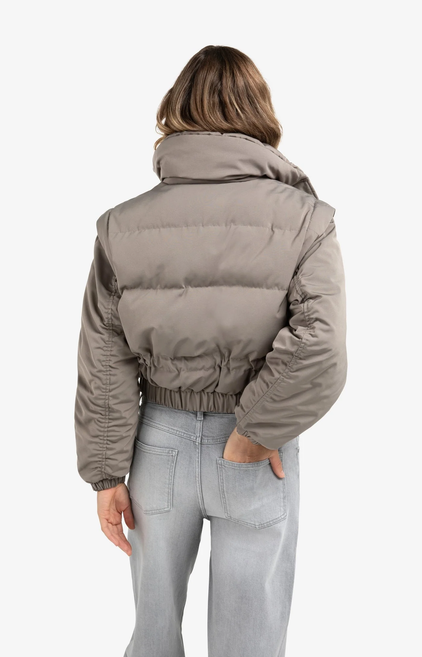 YAYA cropped nylon jacket with zip-off sleeves - Image 4
