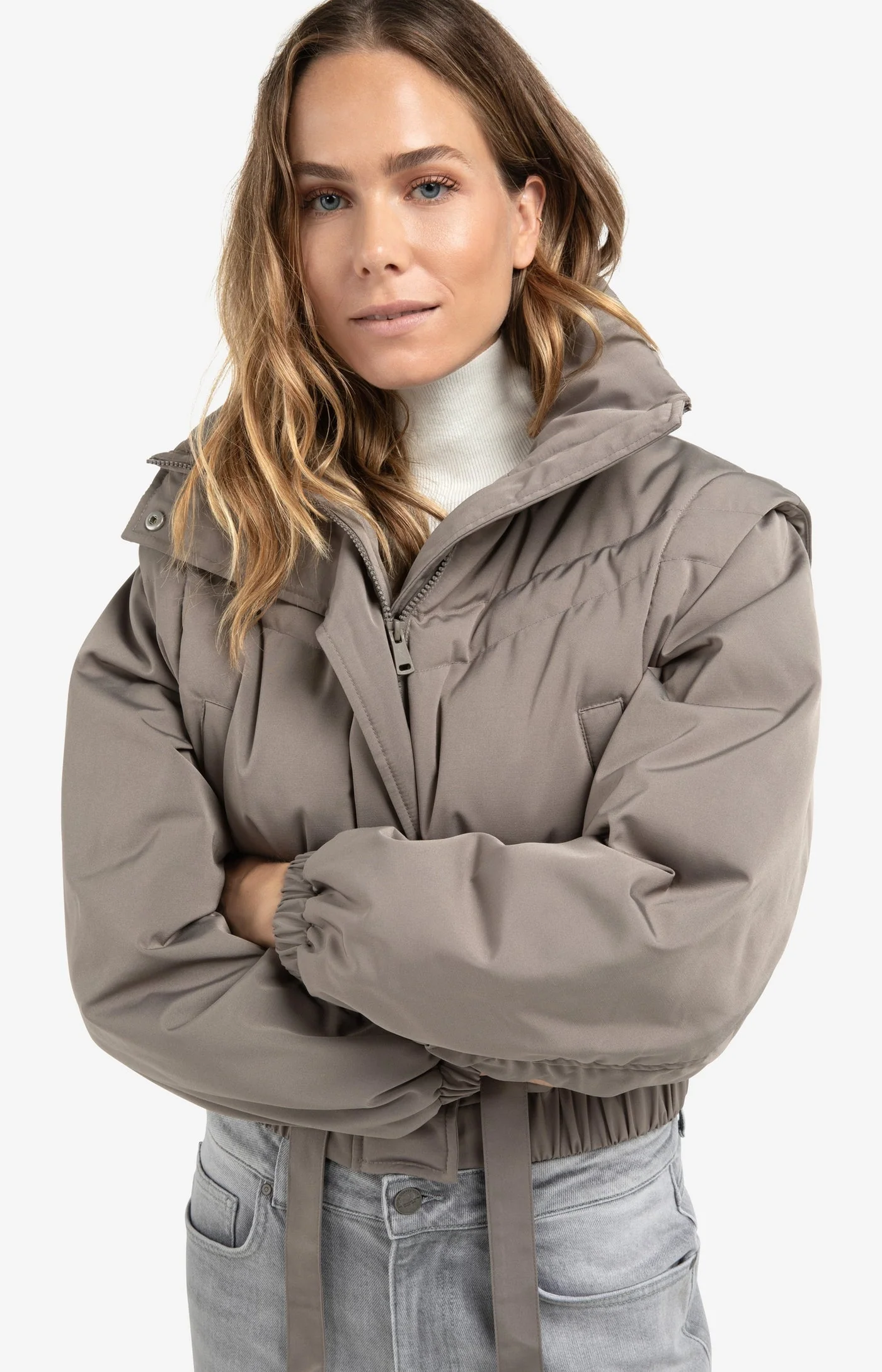 YAYA cropped nylon jacket with zip-off sleeves - Image 6
