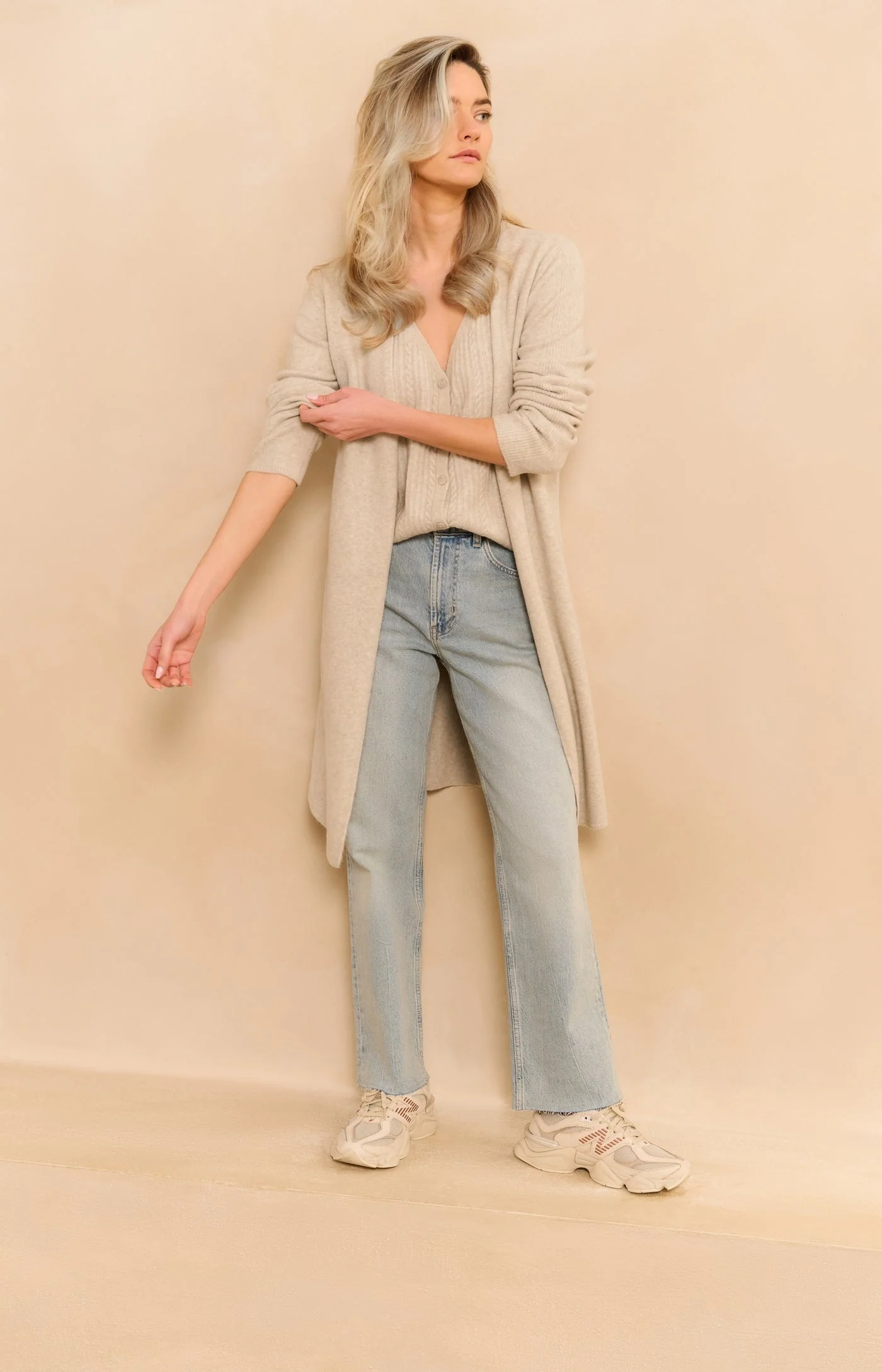 YAYA long cardigan with cable-knit gilet layer - Image 7