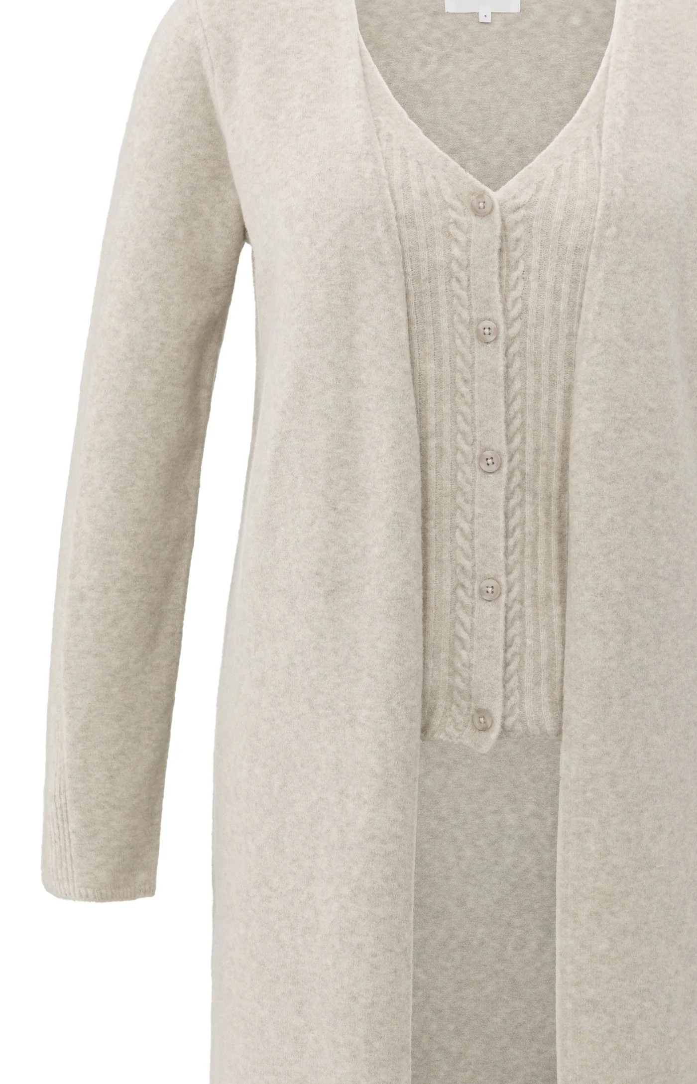 YAYA long cardigan with cable-knit gilet layer - Image 9