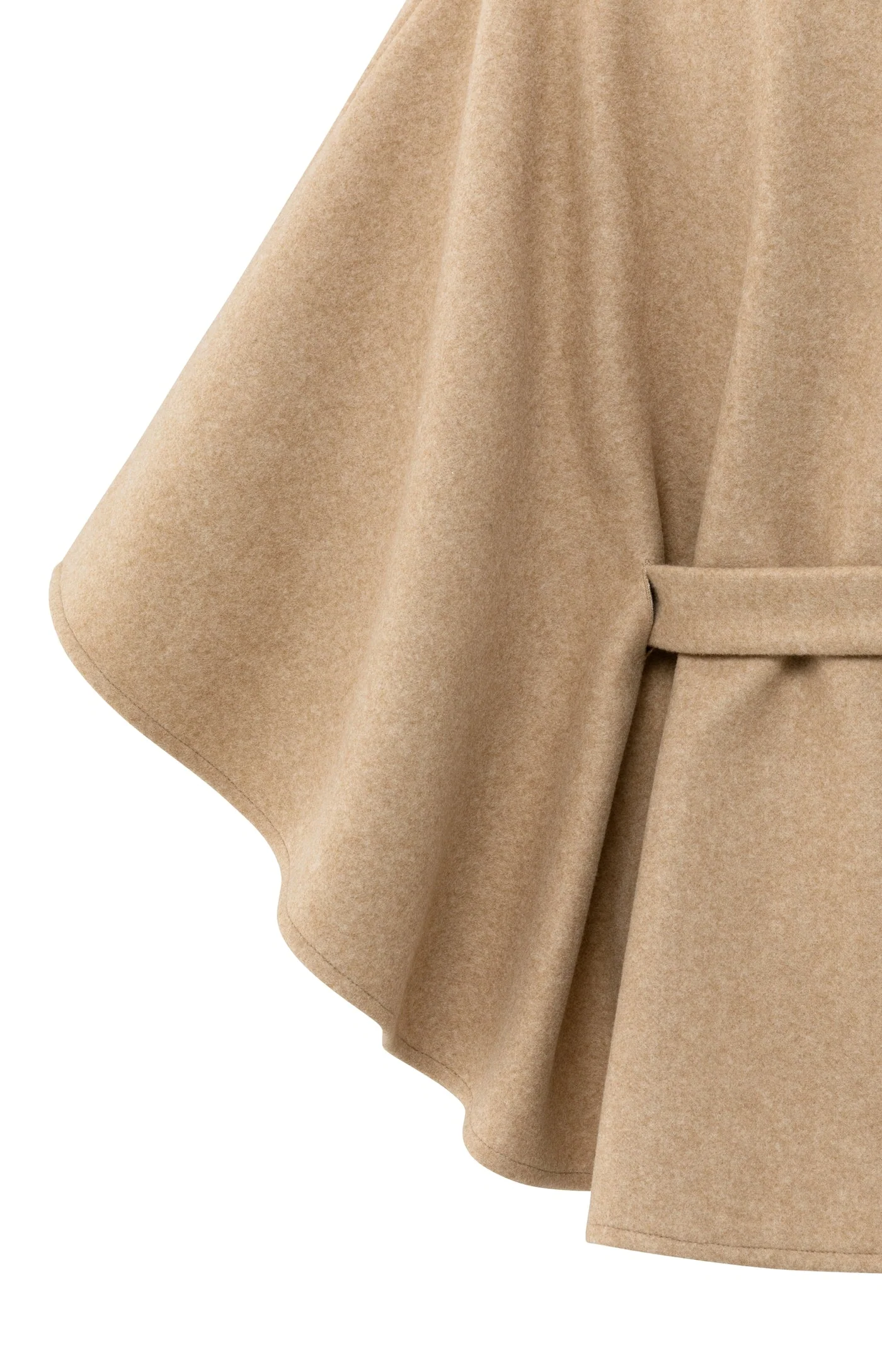 YAYA soft woven poncho with collar and belt in light camel melange - Image 8