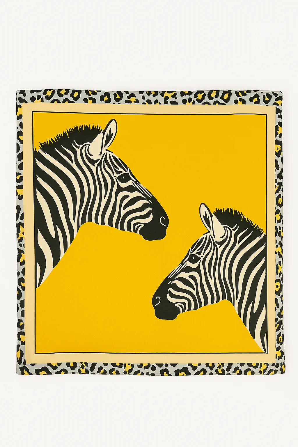 Zebra & Leopard Border Statement Scarf – Mustard Edition - Image 2