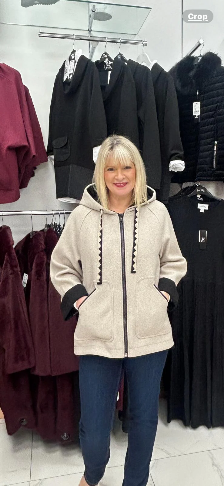 ZIA SHORT OVERALL WITH TWO-TONE DRAWN HOOD - Image 2